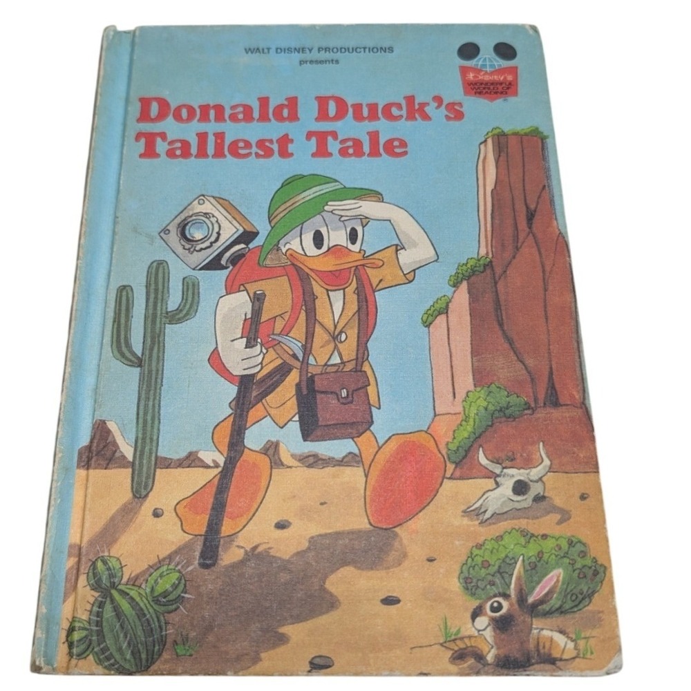 Vintage Disney Donald Ducks Tallest Tale Hardcover Book Wonderful World Reading